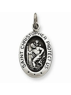 Bonyak Jewelry St Stephanie Hand-Crafted Oval Medal Pendant in Sterling Silver Bonyak Jewelry St Stephanie Hand-Crafted Oval Medal Pendant in Sterling Silver